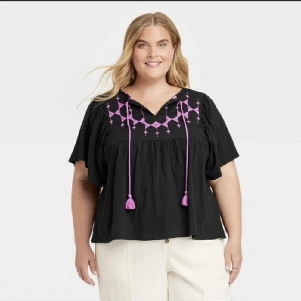 Knox Rose Women's flutter short sleeve shirt